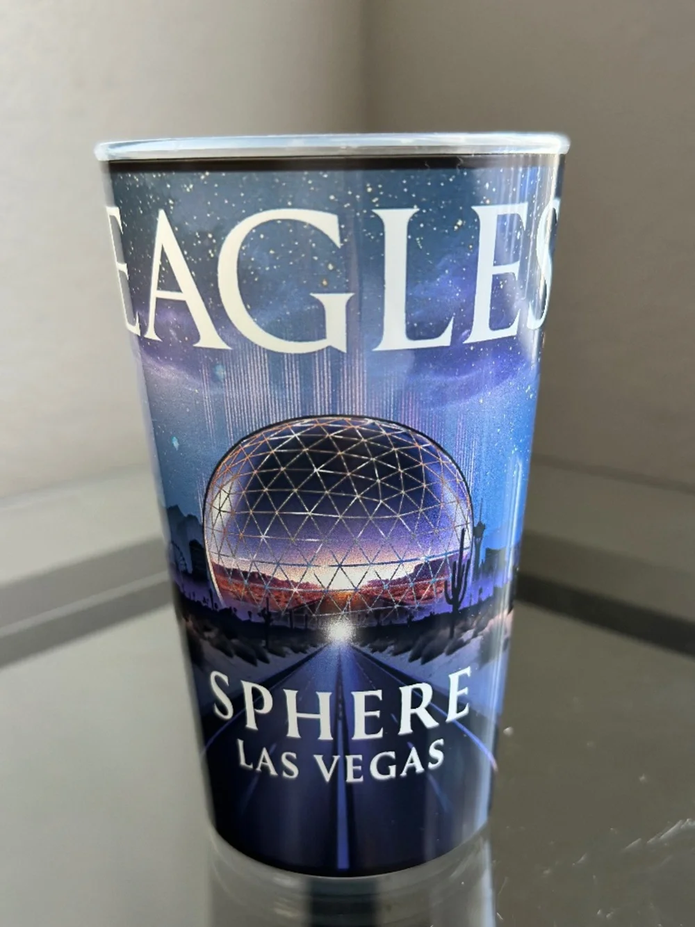 Las Vegas Sphere Eagles Concert Plastic Cup & VIP Mesh Trucker Hat Lot